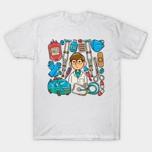 Man Doctor Kawaii Doodle T-Shirt